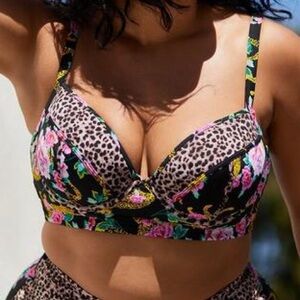 torrid Cheetah and Floral print Underwire Swimsuit Top Size 0-D/DD NWT